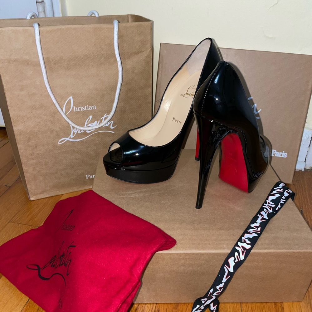 Christian Louboutin peeptoe black heels size 38